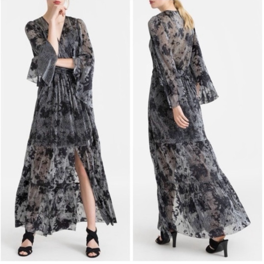 Bash Ba&Sh Vianca Wrap Effect Metallic Maxi Gown … - image 1